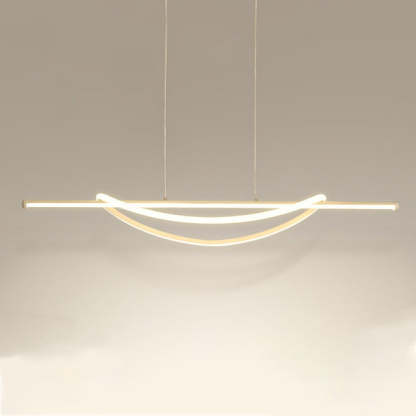 Silicone Aluminum Curved Linear LED Island Chandelier — Infinitely Dimmable / 110V-120V For US/CA & White