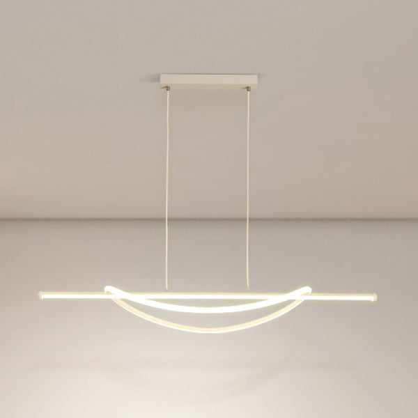 Silicone Aluminum Curved Linear LED Island Chandelier — Warm Light(3000K) / 110V-120V For US/CA & Black