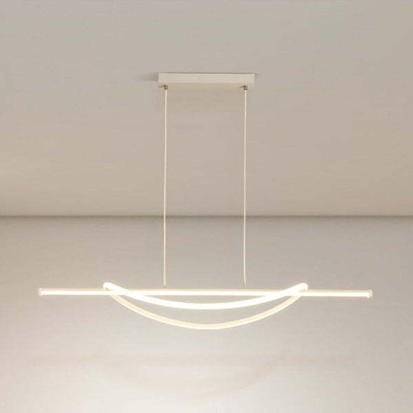 Silicone Aluminum Curved Linear LED Island Chandelier — Warm Light(3000K) / 110V-120V For US/CA & Black
