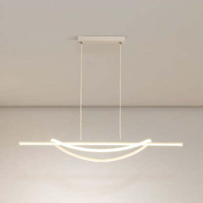 Silicone Aluminum Curved Linear LED Island Chandelier — Warm Light(3000K) / 110V-120V For US/CA & Black