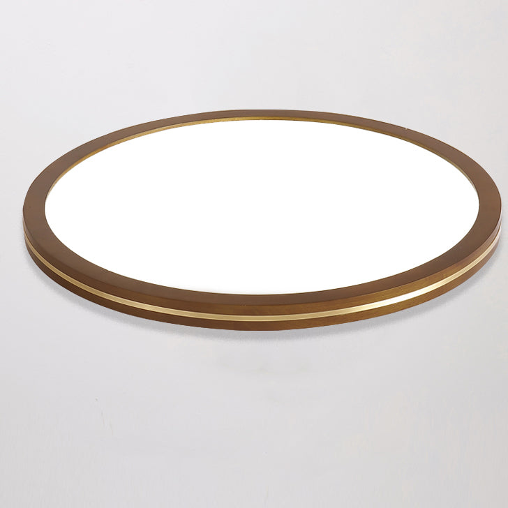 Chinese Rubberwood Round Flush Mount Light