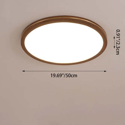 Chinese Rubberwood Round Flush Mount Light