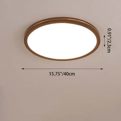 Chinese Rubberwood Round Flush Mount Light
