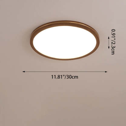 Chinese Rubberwood Round Flush Mount Light