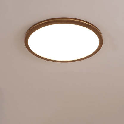 Chinese Rubberwood Round Flush Mount Light
