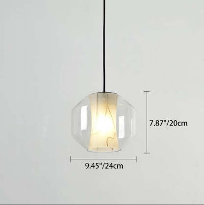 Scandinavian Glass Faux Alabaster Iron Cylinder Chandelier