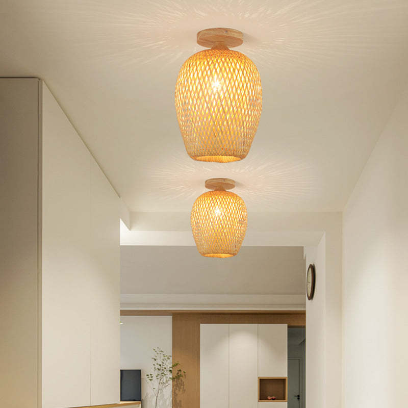 Scandinavian Rubberwood 1-Light Ceiling Light