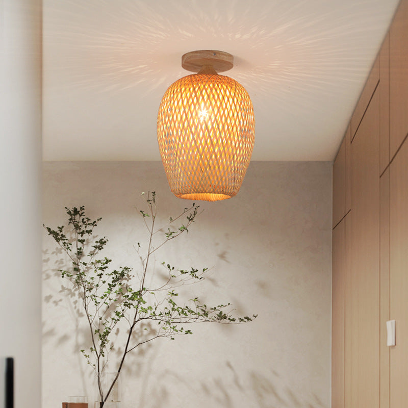 Scandinavian Rubberwood 1-Light Ceiling Light
