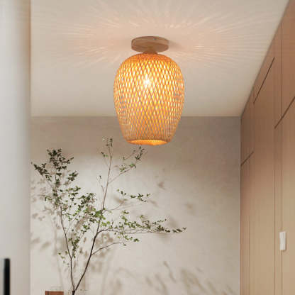 Scandinavian Rubberwood 1-Light Ceiling Light