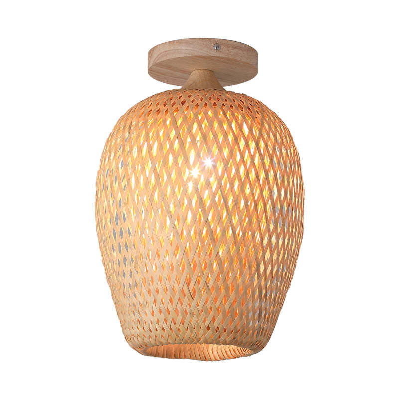Scandinavian Rubberwood 1-Light Ceiling Light