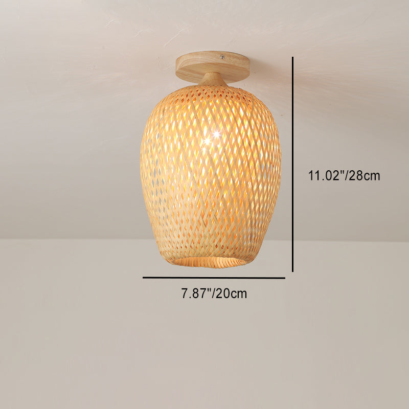 Scandinavian Rubberwood 1-Light Ceiling Light