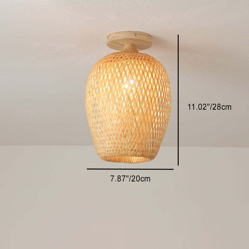Scandinavian Rubberwood 1-Light Ceiling Light