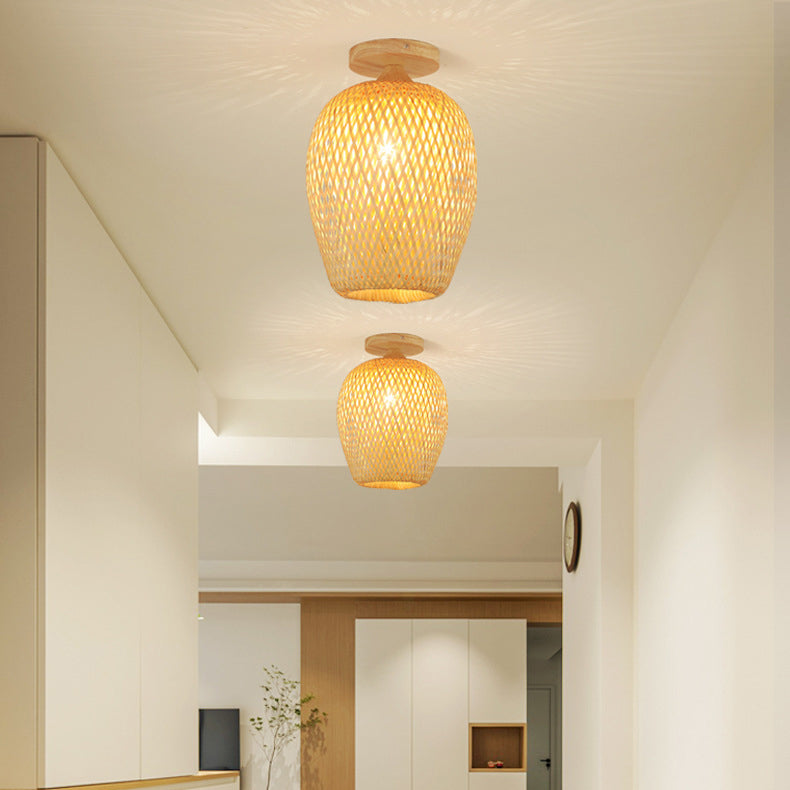 Scandinavian Rubberwood 1-Light Ceiling Light