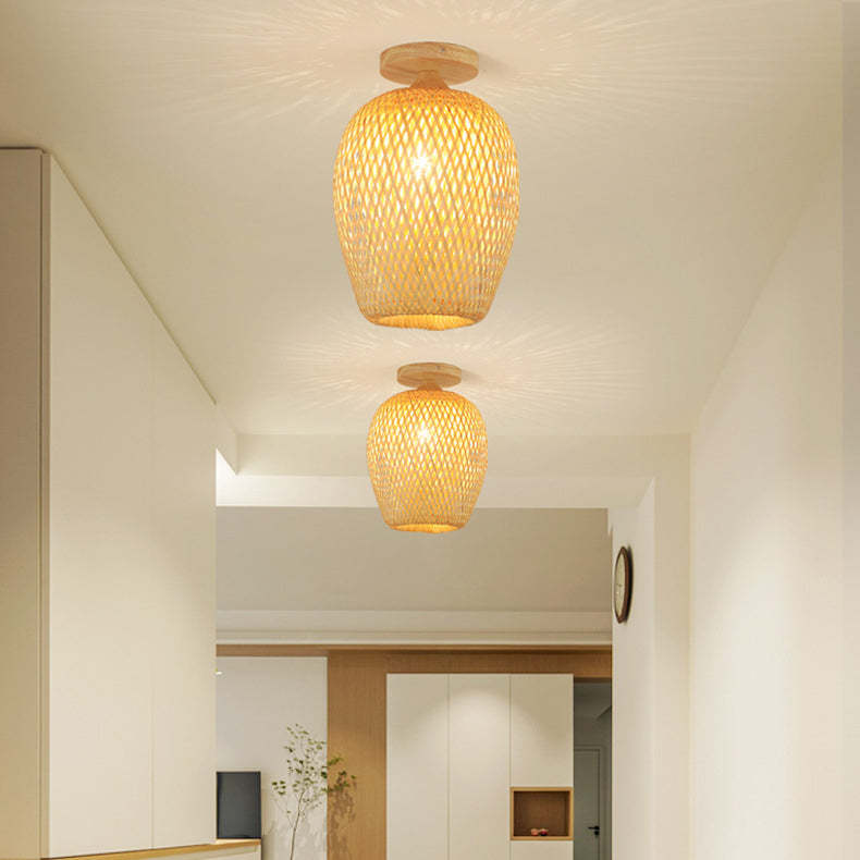 Scandinavian Rubberwood 1-Light Ceiling Light