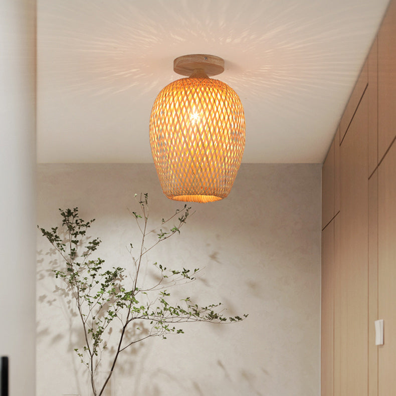 Scandinavian Rubberwood 1-Light Ceiling Light