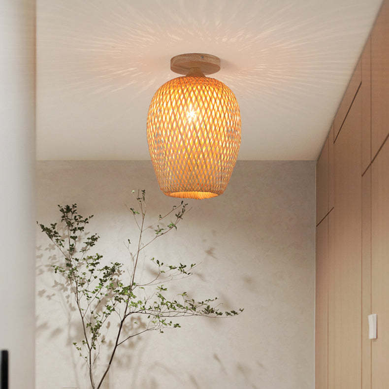 Scandinavian Rubberwood 1-Light Ceiling Light