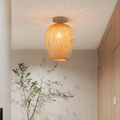 Scandinavian Rubberwood 1-Light Ceiling Light