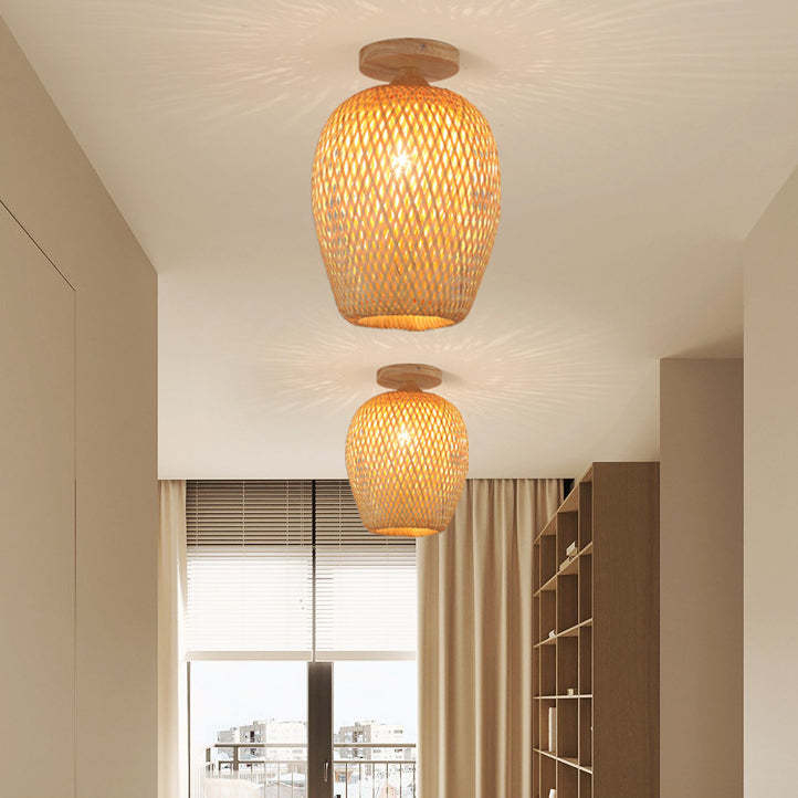 Scandinavian Rubberwood 1-Light Ceiling Light