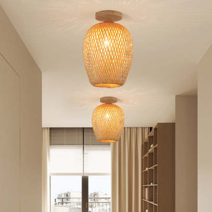 Scandinavian Rubberwood 1-Light Ceiling Light
