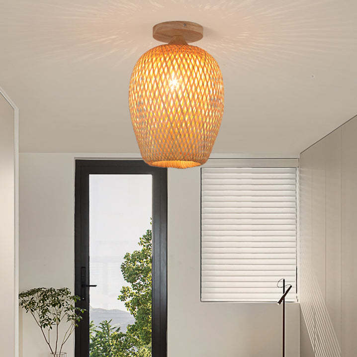 Scandinavian Rubberwood 1-Light Ceiling Light