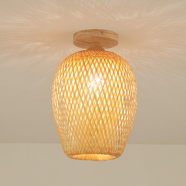 Scandinavian Rubberwood 1-Light Ceiling Light