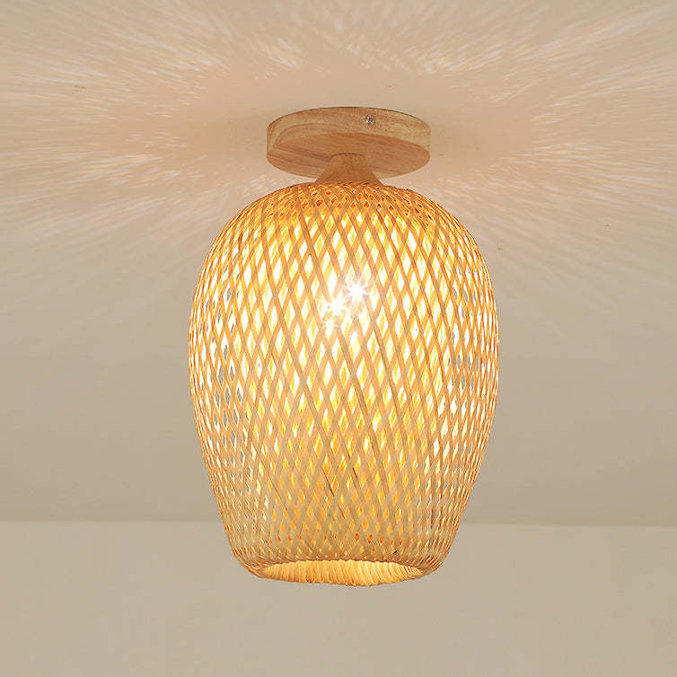 Scandinavian Rubberwood 1-Light Ceiling Light