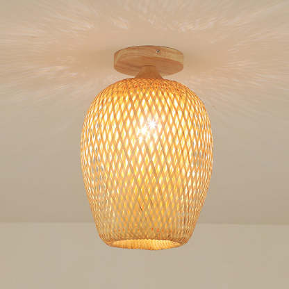 Scandinavian Rubberwood 1-Light Ceiling Light