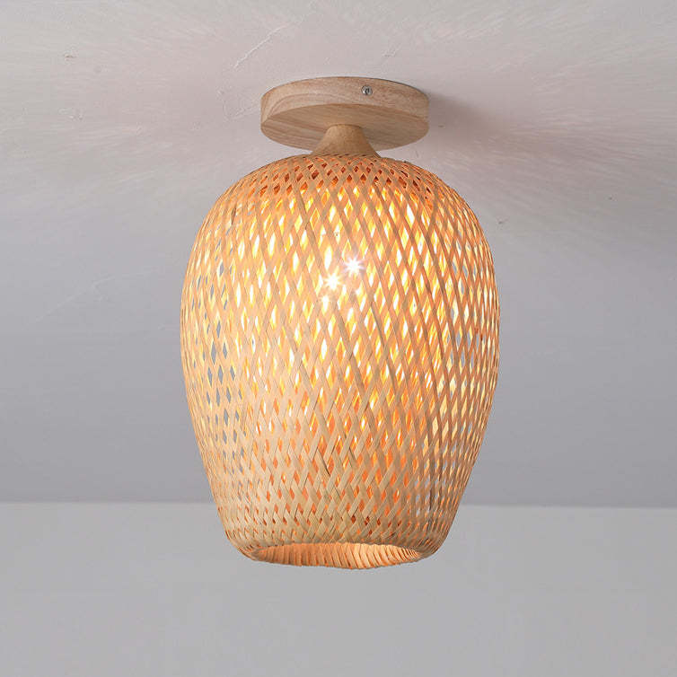 Scandinavian Rubberwood 1-Light Ceiling Light