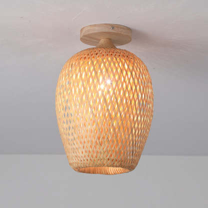 Scandinavian Rubberwood 1-Light Ceiling Light