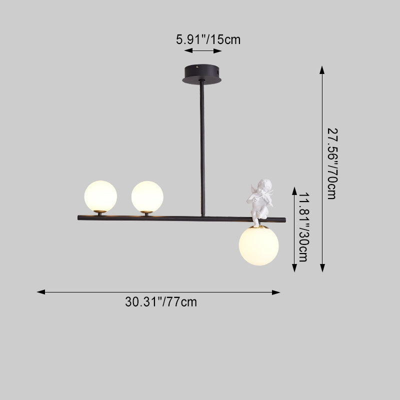 Scandinavian Glass Resin Metal Linear Angel Chandelier