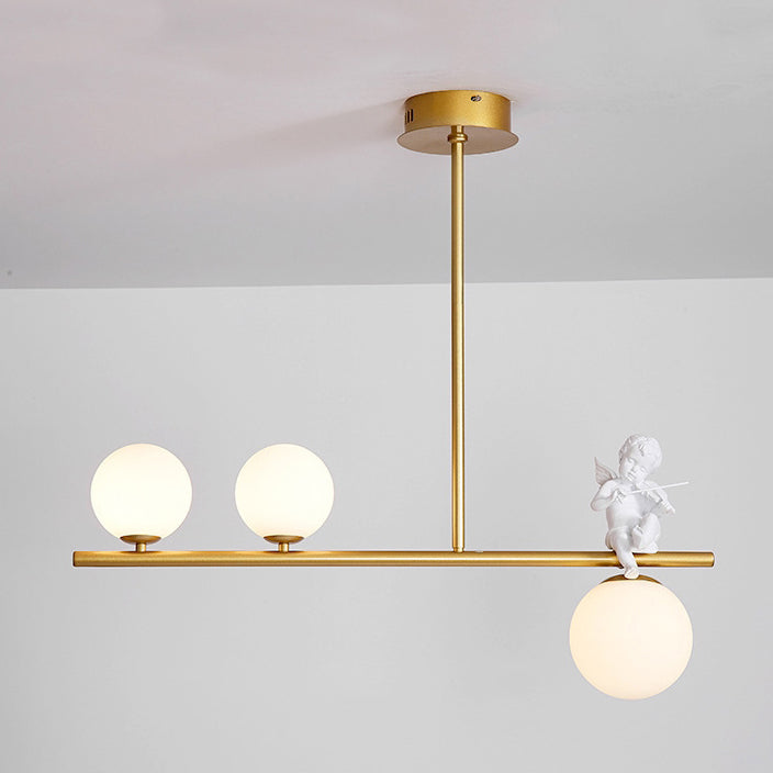 Scandinavian Glass Resin Metal Linear Angel Chandelier