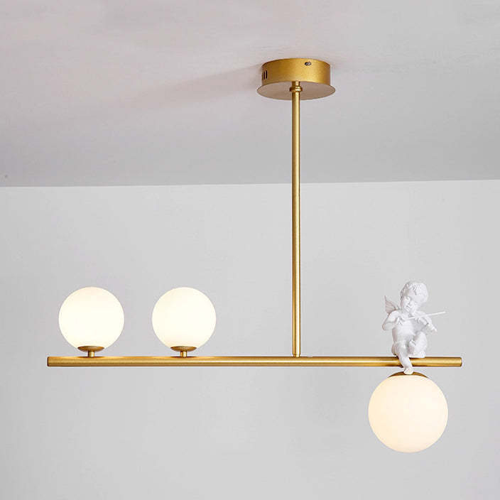 Scandinavian Glass Resin Metal Linear Angel Chandelier
