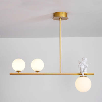 Scandinavian Glass Resin Metal Linear Angel Chandelier