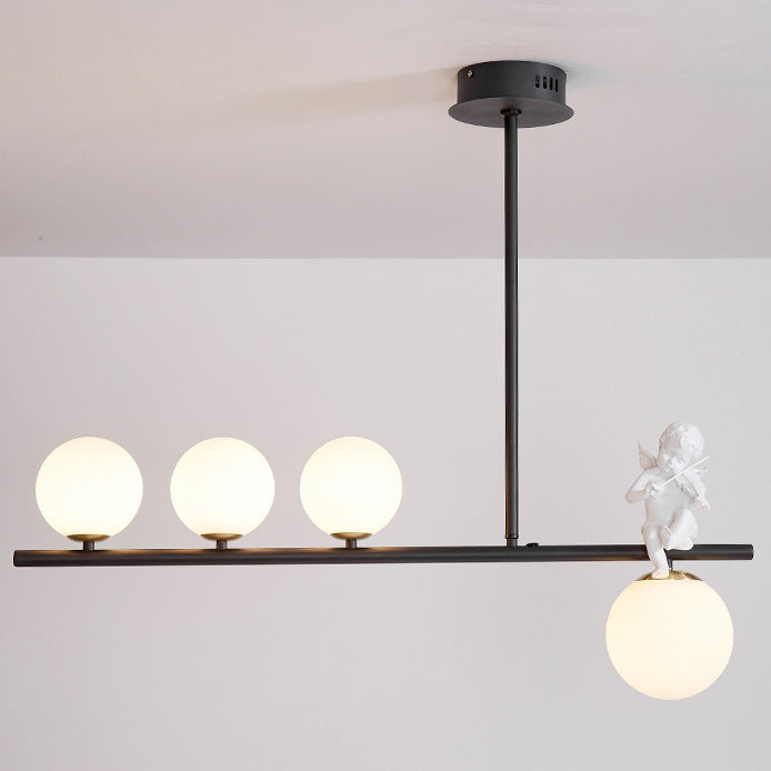 Scandinavian Glass Resin Metal Linear Angel Chandelier