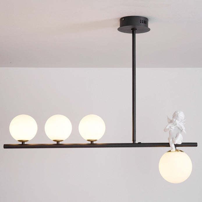 Scandinavian Glass Resin Metal Linear Angel Chandelier