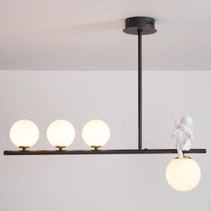 Scandinavian Glass Resin Metal Linear Angel Chandelier