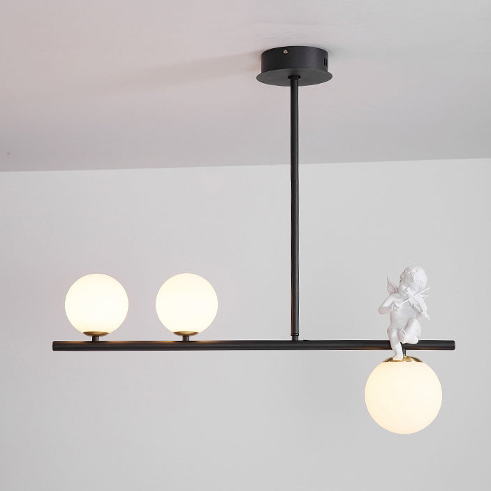 Scandinavian Glass Resin Metal Linear Angel Chandelier