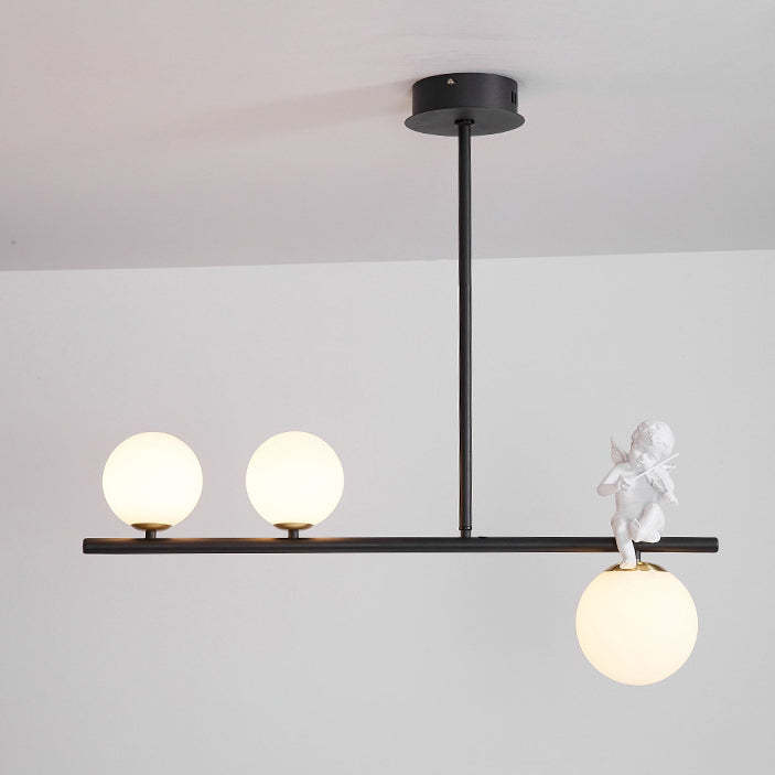 Scandinavian Glass Resin Metal Linear Angel Chandelier