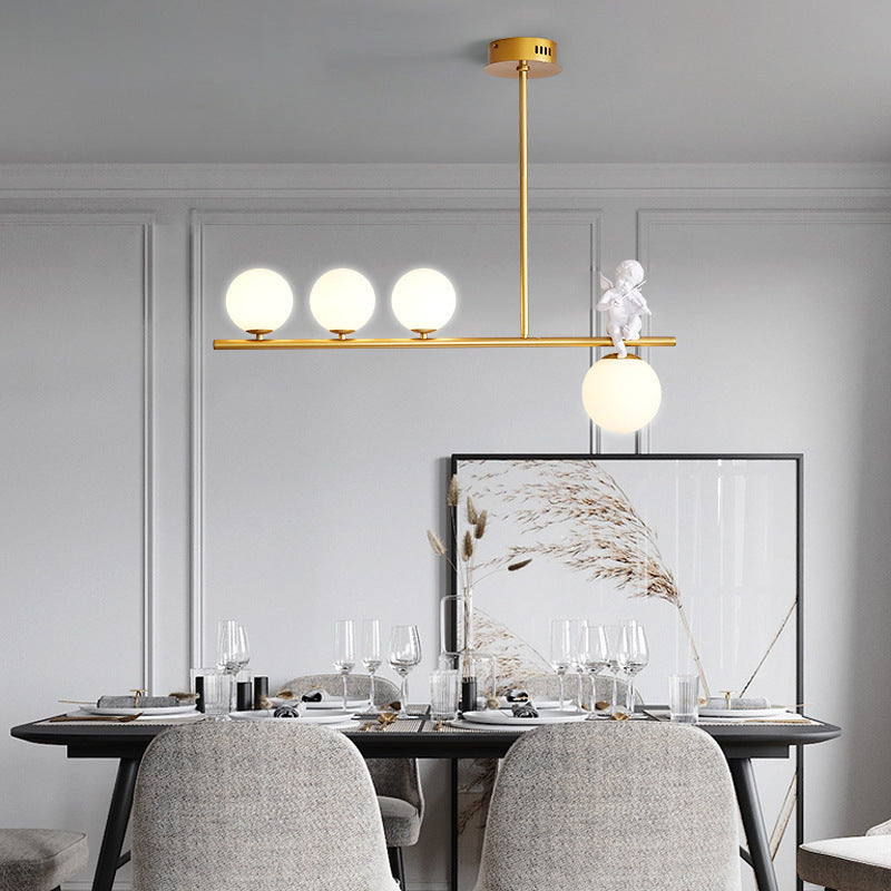 Scandinavian Glass Resin Metal Linear Angel Chandelier