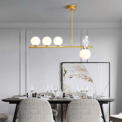 Scandinavian Glass Resin Metal Linear Angel Chandelier