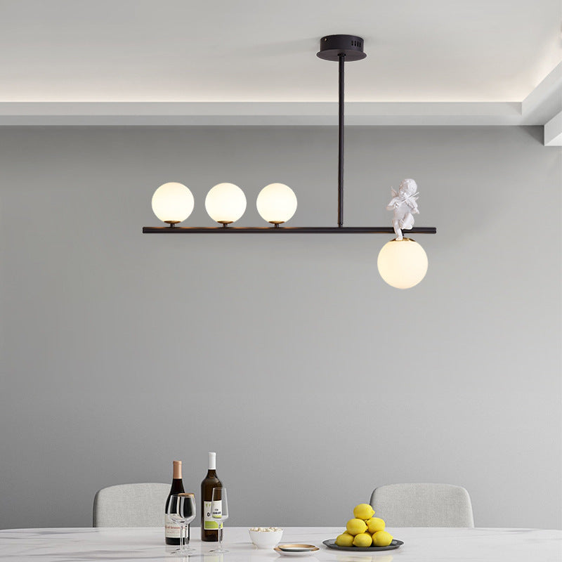 Scandinavian Glass Resin Metal Linear Angel Chandelier