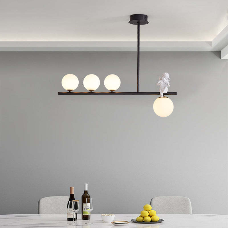 Scandinavian Glass Resin Metal Linear Angel Chandelier