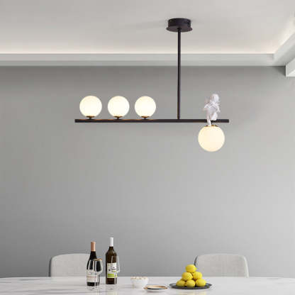 Scandinavian Glass Resin Metal Linear Angel Chandelier