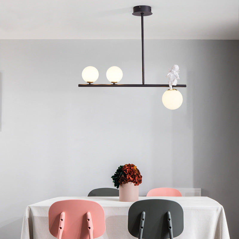 Scandinavian Glass Resin Metal Linear Angel Chandelier