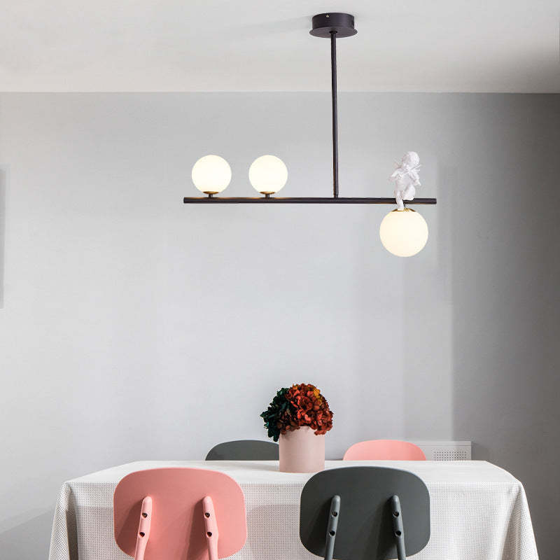 Scandinavian Glass Resin Metal Linear Angel Chandelier