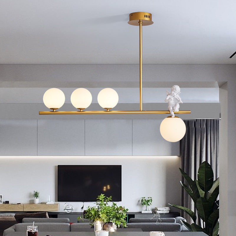 Scandinavian Glass Resin Metal Linear Angel Chandelier