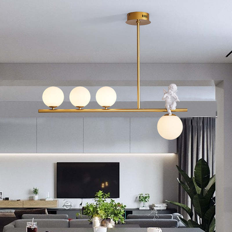 Scandinavian Glass Resin Metal Linear Angel Chandelier