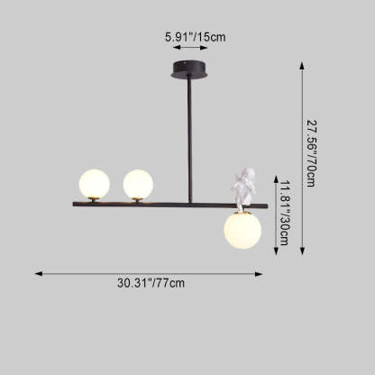 Scandinavian Glass Resin Metal Linear Angel Chandelier