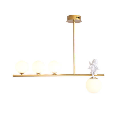 Scandinavian Glass Resin Metal Linear Angel Chandelier