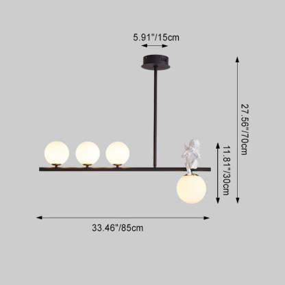 Scandinavian Glass Resin Metal Linear Angel Chandelier
